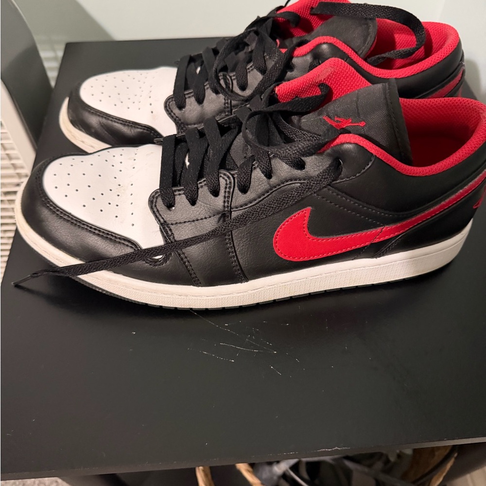 Air Jordan 1 Low  - Black and Red Athletic Shoes